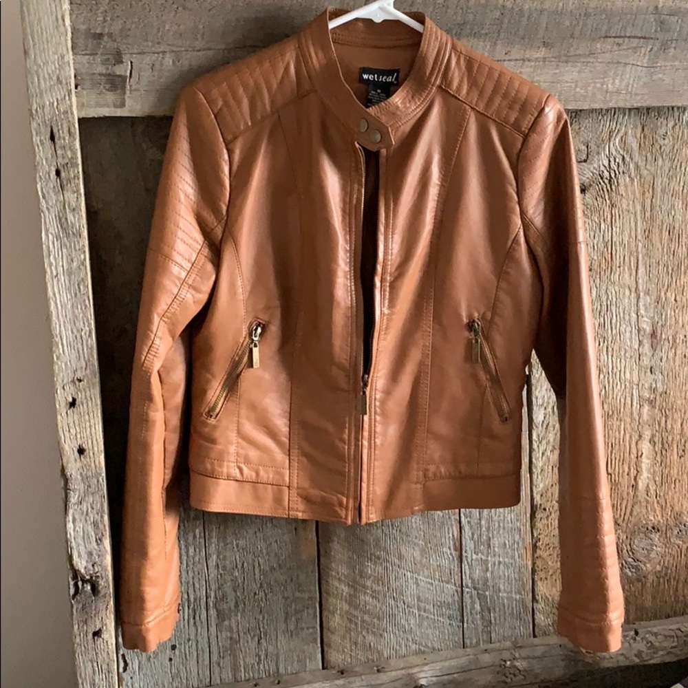 Brown Faux Leather Jacket